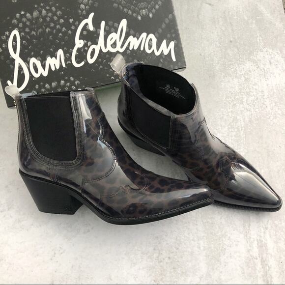 Sam Edelman Leopard Winona Ankle Rain Boots NEW - Picture 1 of 7
